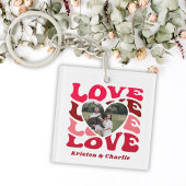 Modernes Valentinstag individuelles Foto Schlüsselanhänger