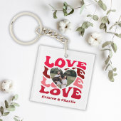 Modernes Valentinstag individuelles Foto Schlüsselanhänger