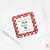 Modernes Valentinstag Special Rotes Weiß Schwarz Quadratischer Aufkleber (Umschlag)
