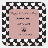 Modernes Valentinstag Special Schwarzes Rosa Quadratischer Aufkleber (Vorderseite)