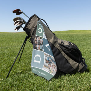 Modernes 'VATER' 3-Foto-Geschenk Golfhandtuch