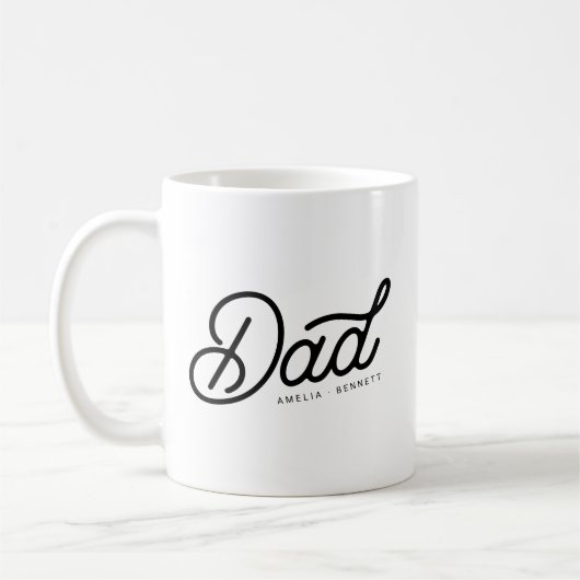 Modernes Vater Cooles Skript mit Kindernamen Kaffeetasse (Links)