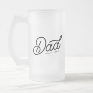 Modernes Vater Cooles Skript mit Kindernamen Mattglas Bierglas