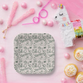 Modernes Vater-Tag-Doodle-Muster Millennial-Dad Pappteller (Party)