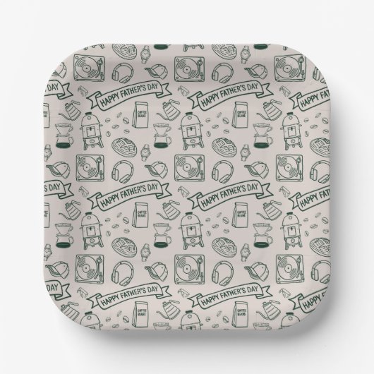Modernes Vater-Tag-Doodle-Muster Millennial-Dad Pappteller (Vorderseite)