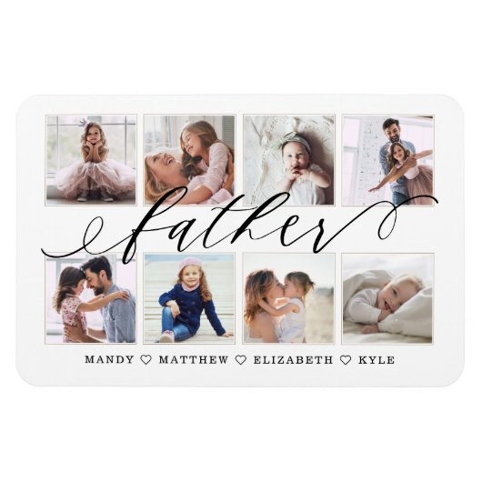 Modernes Vaterskriptgeschenk für Vater-Fotocollage Magnet (Horizontal)