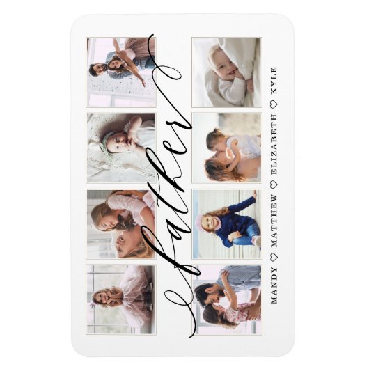 Modernes Vaterskriptgeschenk für Vater-Fotocollage Magnet (Vertikal)