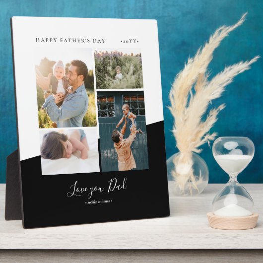 Modernes Vatertagsgeschenk Foto Collage Plaque Fotoplatte (Seite)