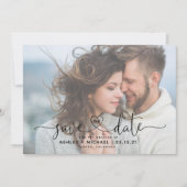 Modernes Vellum 2 Foto HerzensskriptWedding Rett T Save The Date (Vorderseite)