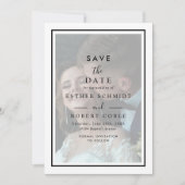 Modernes Vellum Black & White Overlay Foto Hochzei Save The Date (Vorderseite)