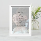 Modernes Vellum Black & White Overlay Foto Hochzei Save The Date (Stehend Vorderseite)