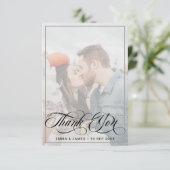 Modernes Vellum Cursive Handwriting Hochzeitsstift Dankeskarte (Stehend Vorderseite)