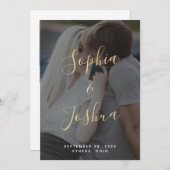 Modernes Vellum Look Gold Script Foto Save the Dat Einladung (Vorne/Hinten)