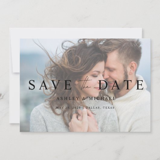 Modernes Vellum Overlay 4 Foto Verlobung Save The Date (Vorderseite)