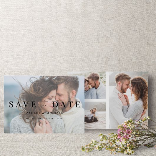 Modernes Vellum Overlay 4 Foto Verlobung Save The Date