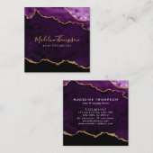 Modernes Velvet Lila Marble Agate Geode Quadratische Visitenkarte (Vorne/Hinten)