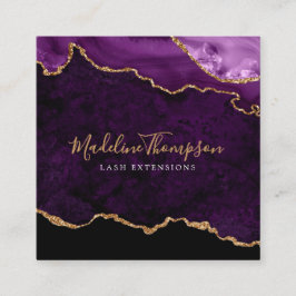 Modernes Velvet Lila Marble Agate Geode Quadratische Visitenkarte