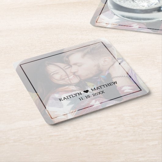 Modernes verblichenes Foto Minimalistische Typogra Rechteckiger Pappuntersetzer (angewinkelt)