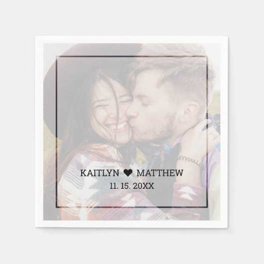 Modernes verblichenes Foto Minimalistische Typogra Serviette (Vorderseite)