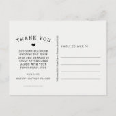 Modernes verblichenes Foto Schwarze Schrift Hochze Postkarte (Rückseite)