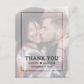 Modernes verblichenes Foto Schwarze Schrift Hochze Postkarte (Vorderseite)