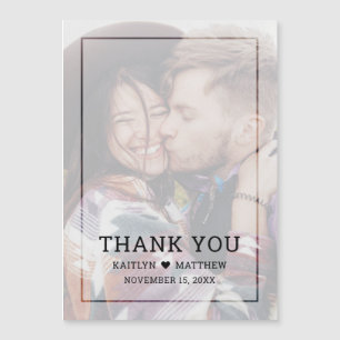 Modernes verblichenes Foto Schwarzes Skript Hochze Magnetkarte