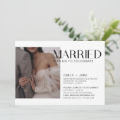 Modernes Verheiratetes 4-Foto Hochzeitsempfang Par Einladung (Stehend Vorderseite)