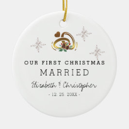 Modernes Verheiratetes Foto zu Weihnachten Keramik Ornament