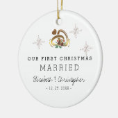 Modernes Verheiratetes Foto zu Weihnachten Keramik Ornament (Links)