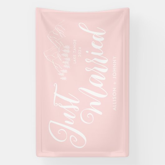 Modernes, verheiratetes Hochzeitsempfang - rosa Au Banner (Vertikal)