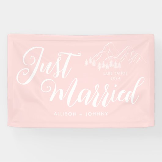 Modernes, verheiratetes Hochzeitsempfang - rosa Au Banner (Horizontal)