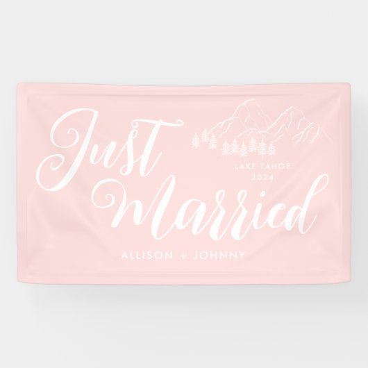 Modernes, verheiratetes Hochzeitsempfang - rosa Au Banner (Horizontal)