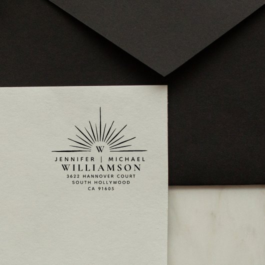 Modernes Verheiratetes Paar Elegante Rücksendeadre Gummistempel