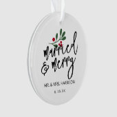 Modernes Verheiratetes und fröhliches Foto Ornament (Vorderseite)