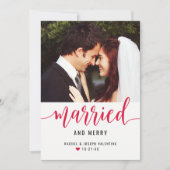 Modernes Verheiratetes und fröhliches Hochzeitssem Feiertagskarte (Vorderseite)