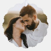 Modernes Verheiratetes und helles Gold Holiday Fot Ornament Karte (Rückseite)