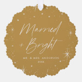 Modernes Verheiratetes und helles Gold Holiday Fot Ornament Karte (Vorderseite)