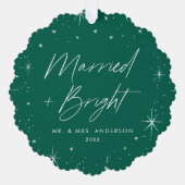 Modernes Verheiratetes und helles Green Holiday Fo Ornament Karte (Vorderseite)