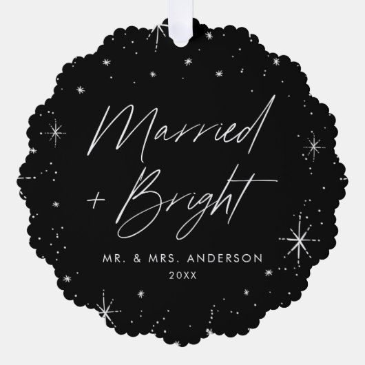 Modernes Verheiratetes und helles Schwarzes Foto Ornament Karte (Vorderseite)