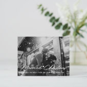 Modernes Verheiratetes Weihnachtsüberlagerungs-Fot Postkarte (Stehend Vorderseite)