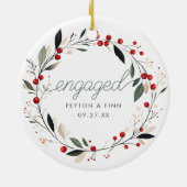 Modernes Verlobtes Mistletourreich Keramik Ornament (Hinten)