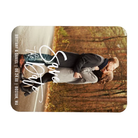 Modernes Verlobung für Pinselskripte Save the Date Magnet (Horizontal)