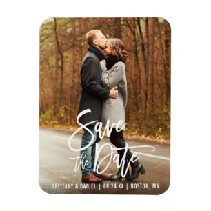 Modernes Verlobung für Pinselskripte Save the Date Magnet