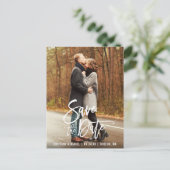 Modernes Verlobung für Pinselskripte Save the Date Postkarte (Stehend Vorderseite)