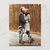 Modernes Verlobung für Pinselskripte Save the Date Postkarte (Vorderseite)