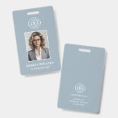 Modernes verstaubtes blaues minimalistisches Mitar Ausweis (Vorder- & Rückseite)