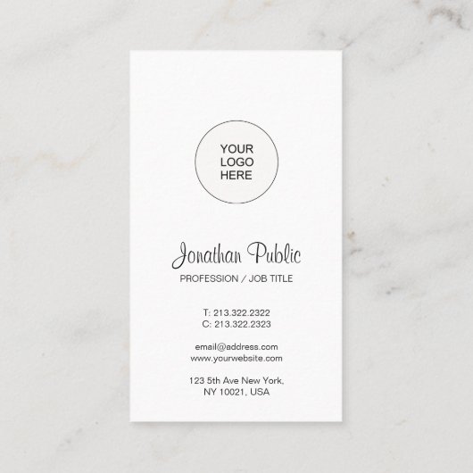 Modernes vertikales Hochladen des Firmenlogos hier Visitenkarte (Rückseite)