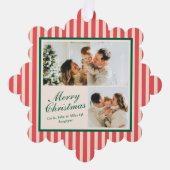 Modernes Vertikales Strip 2 Foto Weihnachten Ornament Karte (Vorderseite)
