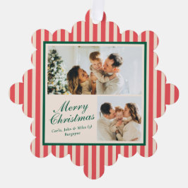 Modernes Vertikales Strip 2 Foto Weihnachten Ornament Karte