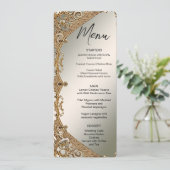 Modernes Verziertes Blumenmenü aus Gold Menükarte